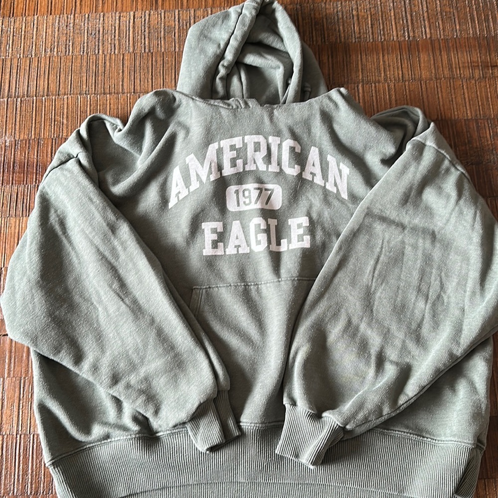 American Eagle hoodie…green in color with white letters